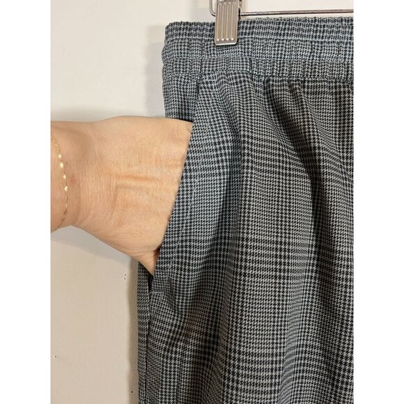 Gap Plaid Pull On Pant M Gray Wide Leg Check Academia Preppy Classic Chic Boho - Picture 8 of 11